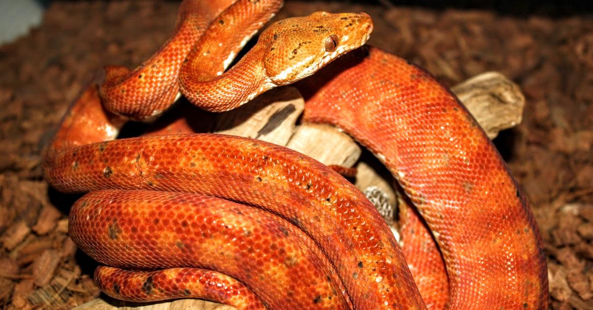 Iconic view of the Amazon Tree Boa, or Corallus hortulanus, in its habitat.