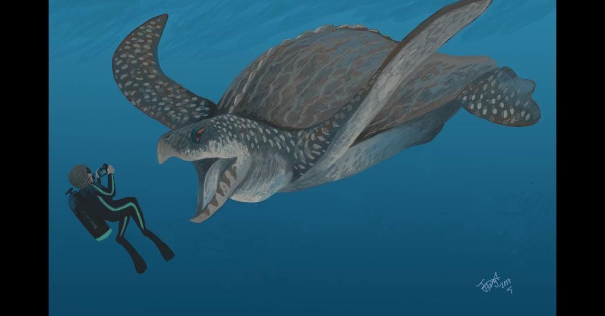 Elegant portrayal of the Archelon Turtle, also known as Archelon.