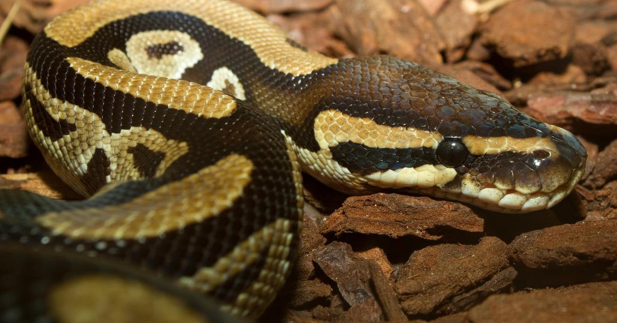 Iconic view of the Ball Python, or P. regius, in its habitat.