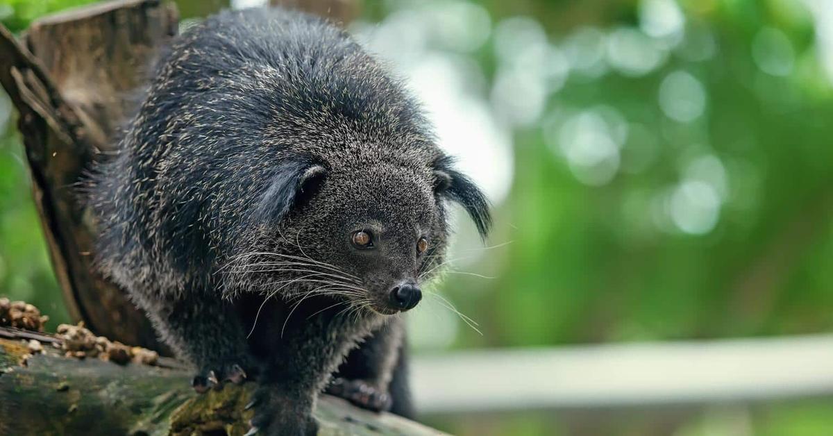 Striking appearance of the Binturong, known in scientific circles as Arctictis binturong.