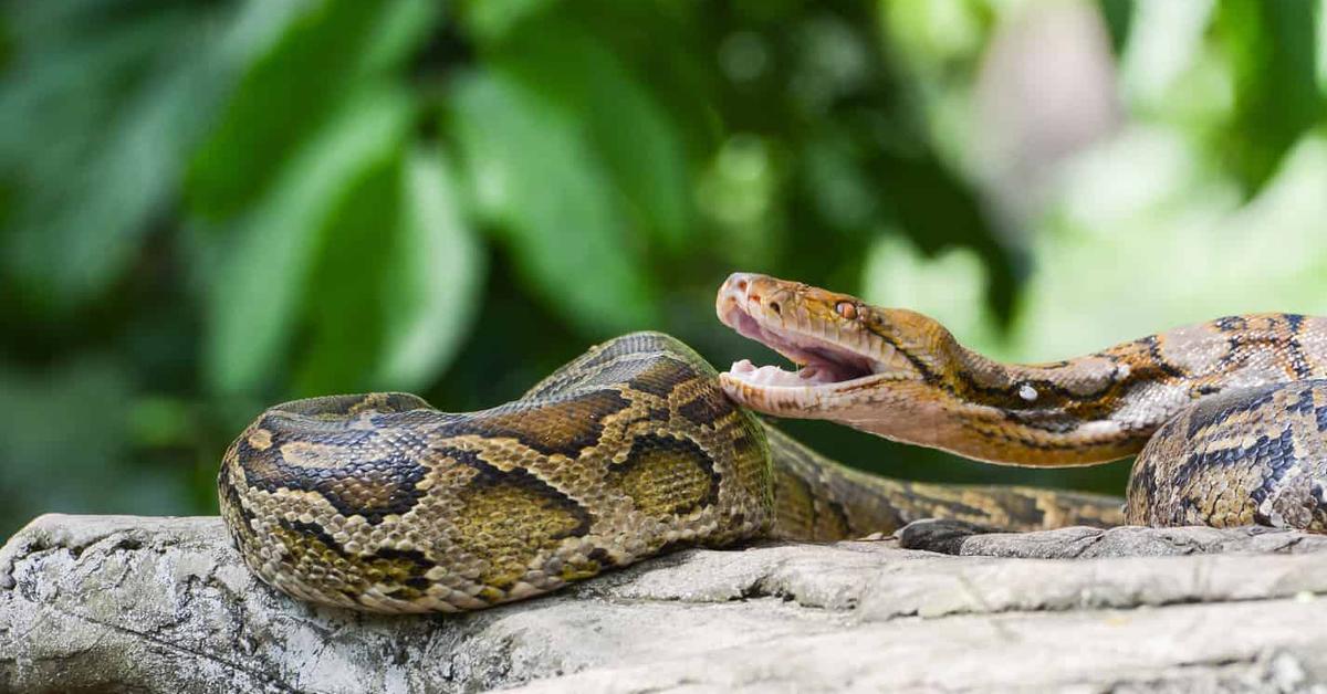 Distinctive Cow Reticulated Python, in Indonesia known as Piton Sapi Reticulated, captured in this image.