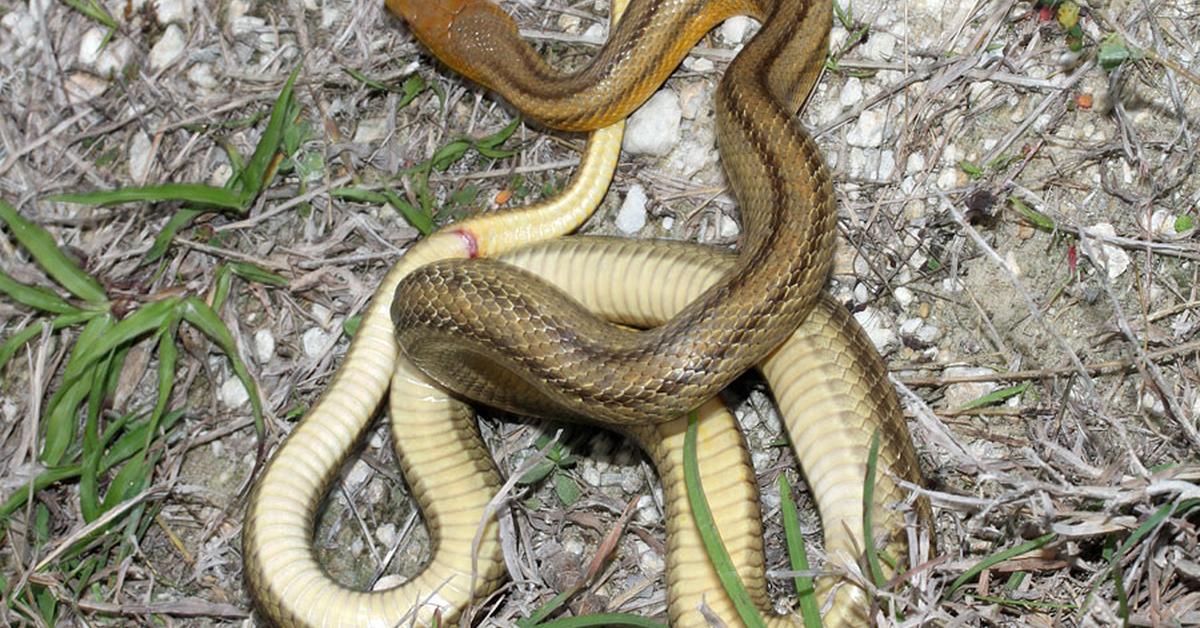 Photographic depiction of the unique Eastern Rat Snake, locally called Ular Tikus Timur.