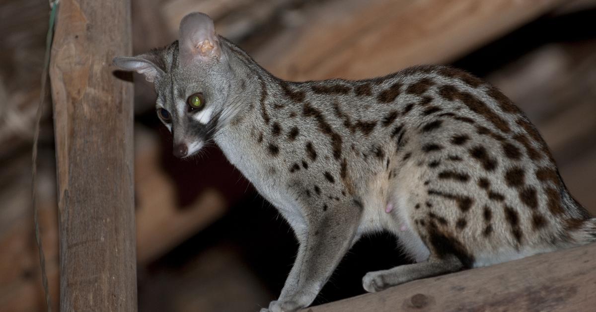 The Genet, an example of Genetta genetta, in its natural environment.