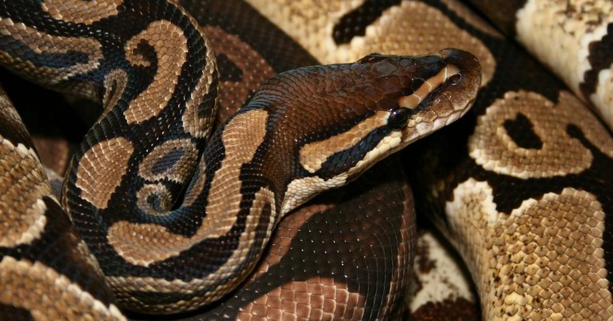 The fascinating Killer Clown Ball Python, scientifically known as Python regius.