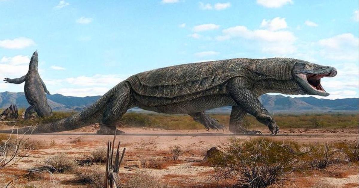 Stunning depiction of Megalania, also referred to as Varanus priscus.