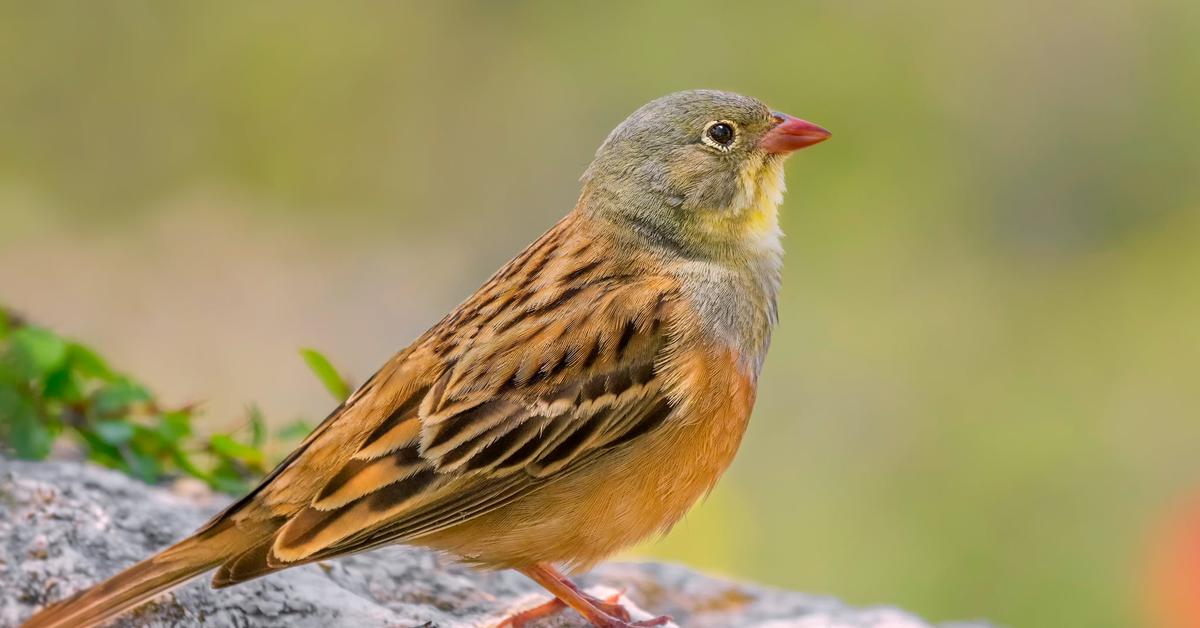 Close-up view of the Ortolan Bunting, known as Burung Ortolan in Indonesian.