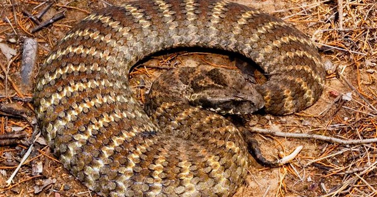 Striking appearance of the Puff Adder, known in scientific circles as Bitis arietans.