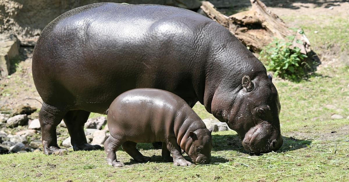 Photograph of the unique Pygmy Hippopotamus, known scientifically as Choeropsis liberiensis.