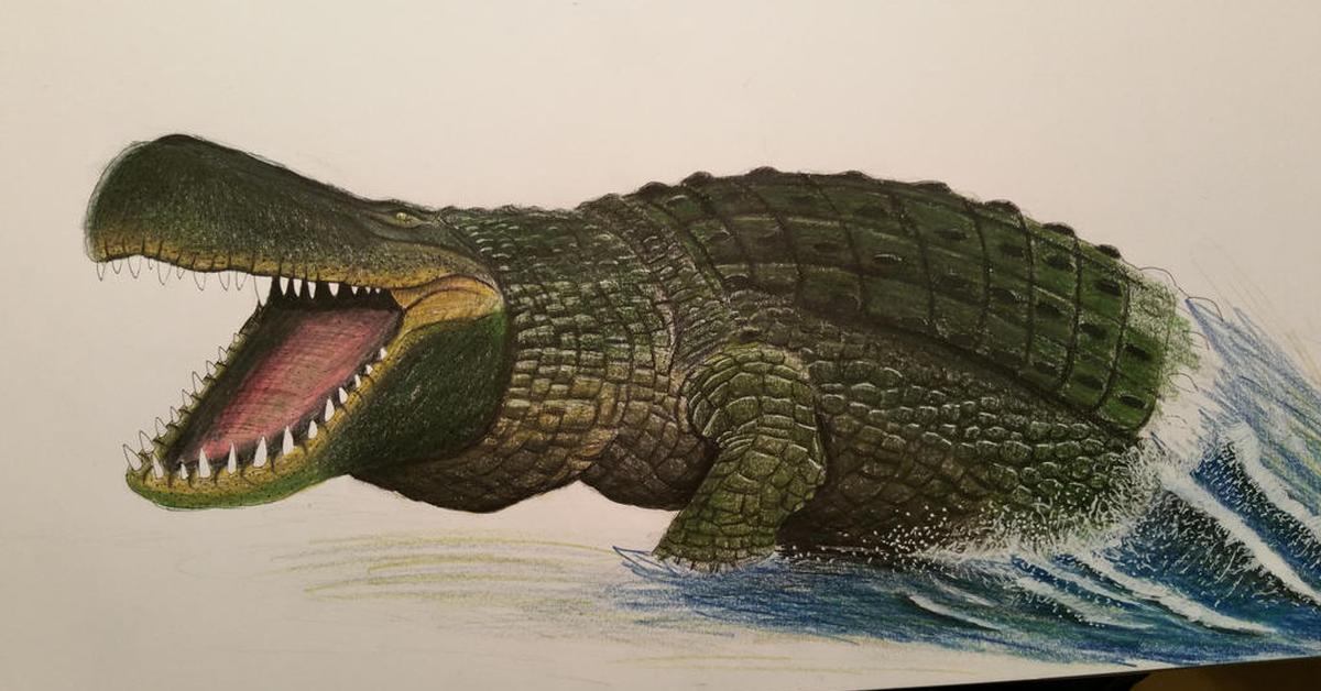 Stunning depiction of Purussaurus, also referred to as Purussaurus brasiliensis.