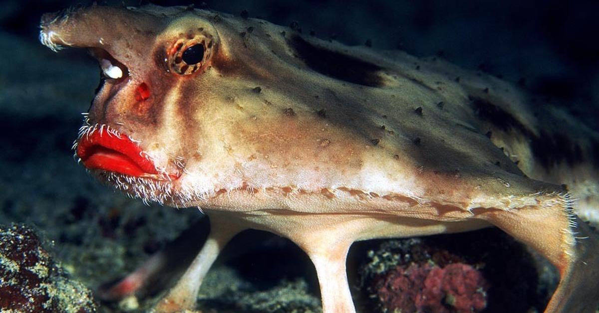 Elegant Red-Lipped Batfish in its natural habitat, called Ikan Tikus Bibir Merah in Indonesia.