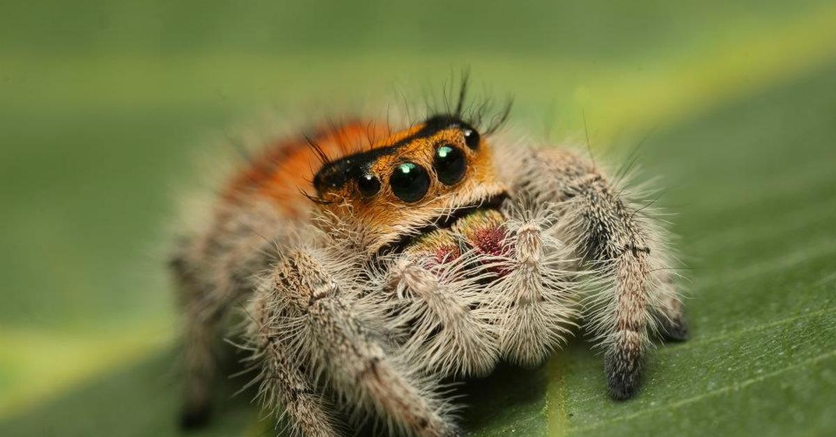 Detailed shot of the Regal Jumping Spider, or Phidippus regius, in its natural setting.