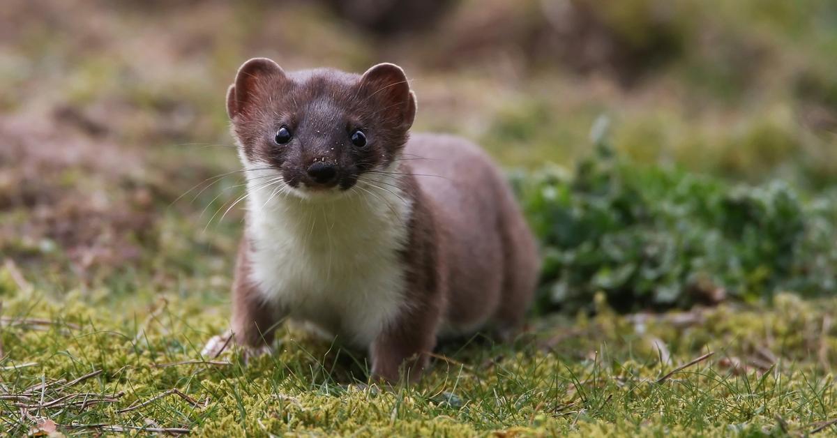 Detailed shot of the Stoat, or Mustela Erminea, in its natural setting.