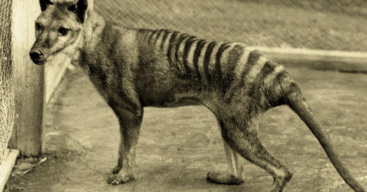 Photogenic Tasmanian Tiger, scientifically referred to as †Thylacinus cynocephalus.