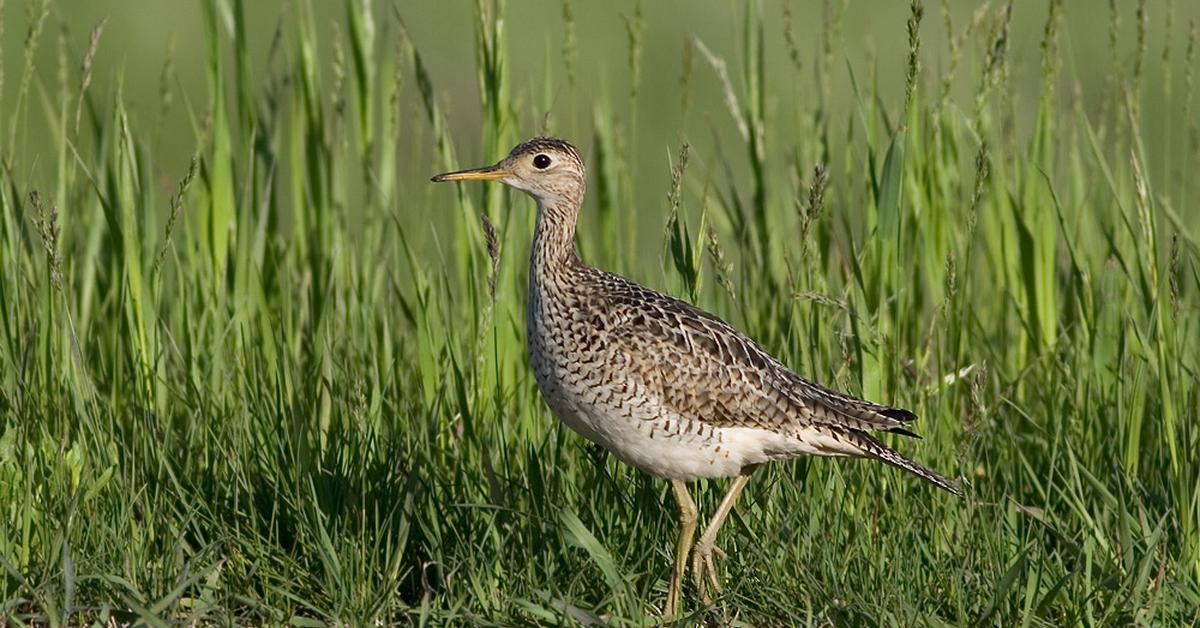 Striking appearance of the Upland Sandpiper, known in scientific circles as Bartramia longicauda.