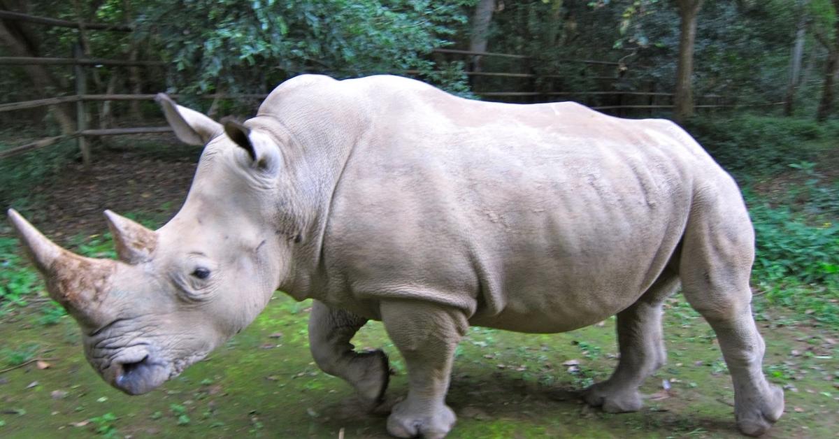 Image of the White Rhinoceros (Ceratotherium simum), popular in Indonesia as Badak Putih.